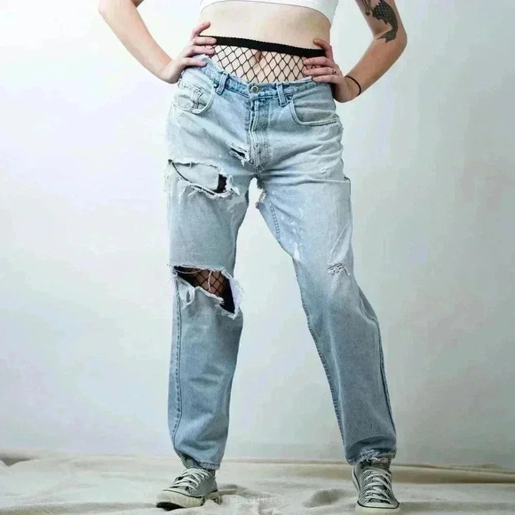 Vintage 90s THRASHED Ripped Distressed Levi Silvertab Baggy Jeans - Picture 3 of 14